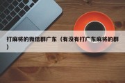 打麻将的微信群广东（有没有打广东麻将的群）