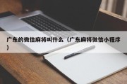 广东的微信麻将叫什么（广东麻将微信小程序）