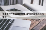 有没有打广东麻将的视频（广东打麻将的技巧视屏）