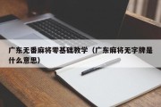 广东无番麻将零基础教学（广东麻将无字牌是什么意思）