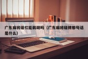 广东麻将碰杠能截胡吗（广东麻将碰牌那句话是什么）
