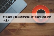 广东麻将正确玩法规则图（广东麻将通用规则大全）