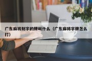 广东麻将刻字的牌叫什么（广东麻将字牌怎么打）