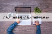 广东人打麻将看码（广东人打麻将什么玩法）