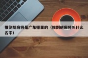 推倒胡麻将是广东哪里的（推倒胡麻将叫什么名字）
